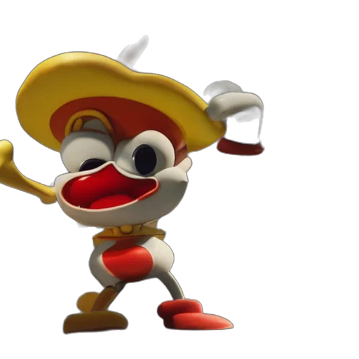 staff, hat, robot, weapon, 3d render, concept art, cuphead, game transparent PNG cut-out