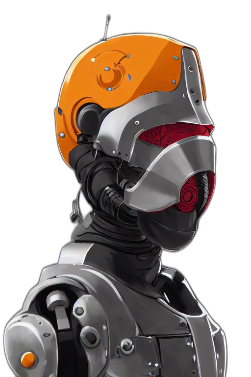 robot, mask, concept art, 3d render transparent PNG cut-out