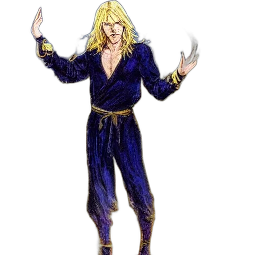 staff, jacket, concept art, fantasy art, comic book art, cartoon, blue, blond transparent PNG cut-out