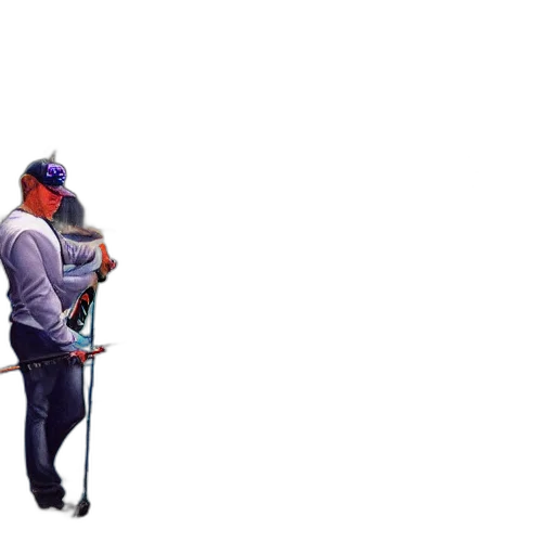 staff, umbrella, weapon, jacket, photorealistic, 3d render, concept art, pixel art transparent PNG cut-out