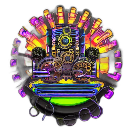 robot, weapon, car, crown, concept art, 3d render, pixel art, cyberpunk transparent PNG cut-out