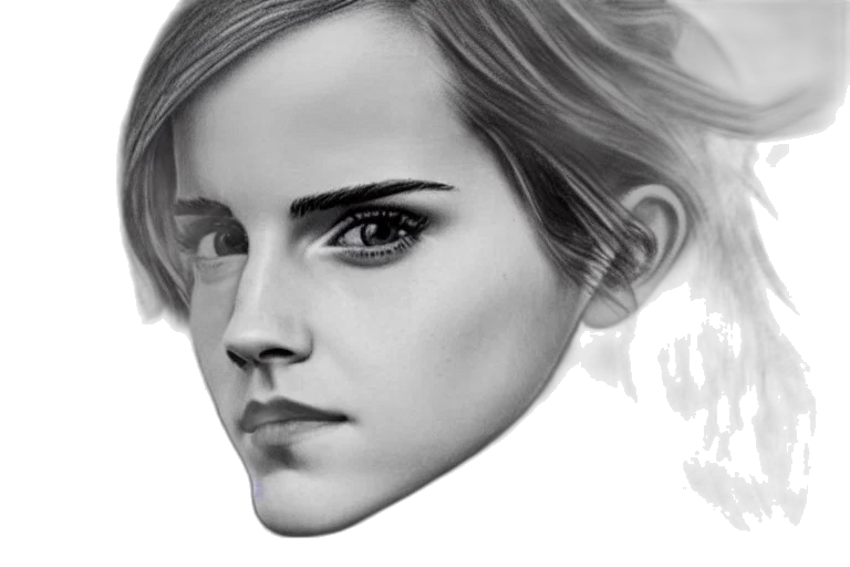 face, photorealistic, pencil sketch, concept art, cartoon, emma, watson, pencil transparent PNG cut-out