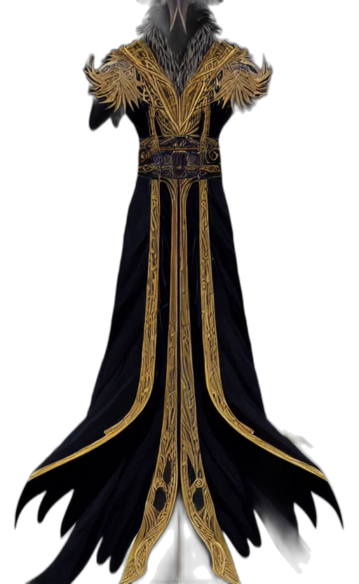 dress, crown, jewelry, staff transparent PNG cut-out