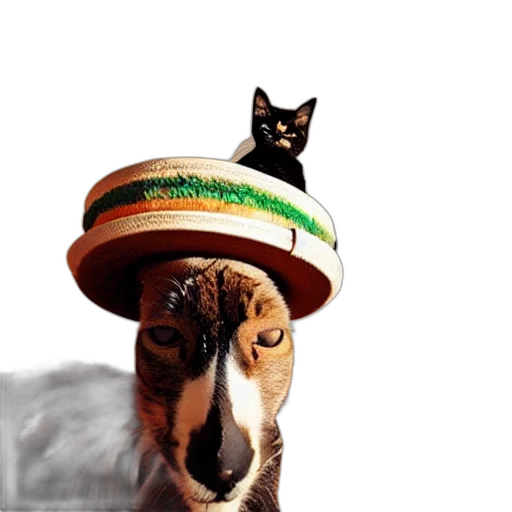 hat, animal, food, staff, photorealistic, photo, cat, sombrero transparent PNG cut-out