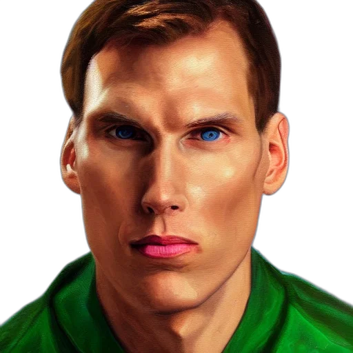 face, photorealistic, fantasy art, comic book art, concept art, green, jerma, portrait transparent PNG cut-out