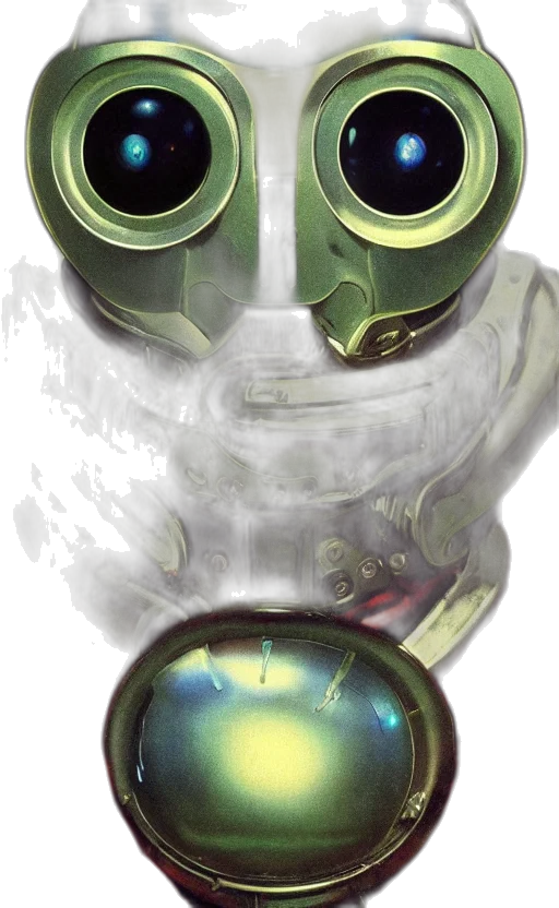 mask, robot, face, bottle, concept art, 3d render, fantasy art, watercolor transparent PNG cut-out