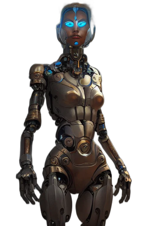 robot, staff, weapon, concept art, cyberpunk, 3d render, fantasy art, goddess transparent PNG cut-out