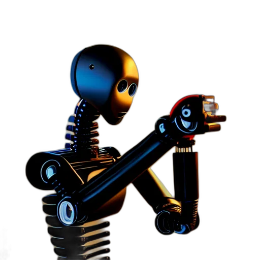 robot, staff, 3d render, concept art, cyberpunk, pixel art, two, subject transparent PNG cut-out