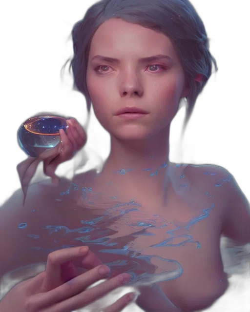 jewelry, hair, creature, face, concept art, fantasy art, photorealistic, 3d render transparent PNG cut-out