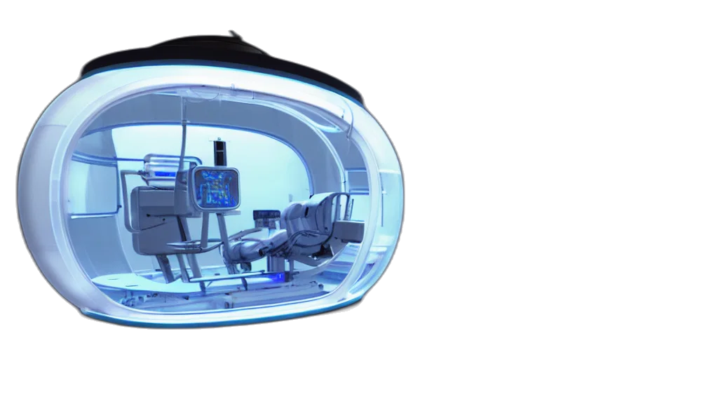 robot, 3d render, concept art, outer space, futuristic, enclosed, medical, pod transparent PNG cut-out