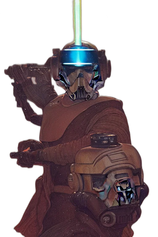 robot, mask, staff, weapon transparent PNG cut-out