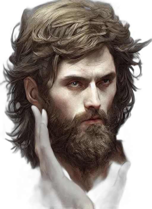 face, hair, fantasy art, photorealistic transparent PNG cut-out