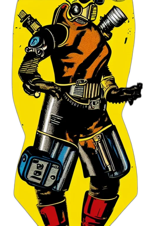 robot, weapon, staff, comic book art transparent PNG cut-out
