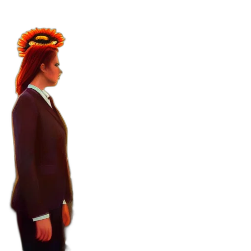 crown, hat, staff, hair, concept art, 3d render, pixel art, fire transparent PNG cut-out
