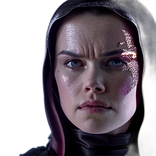 face, robot, jacket, cyberpunk, concept art, photorealistic, outer space, neon lights transparent PNG cut-out