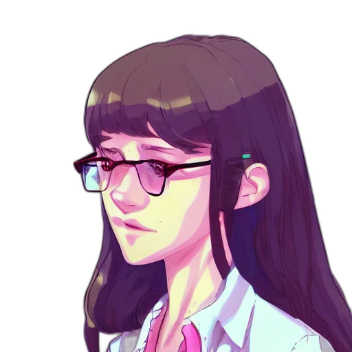 face, staff, jacket, anime, pixel art, cartoon, concept art, pastel transparent PNG cut-out