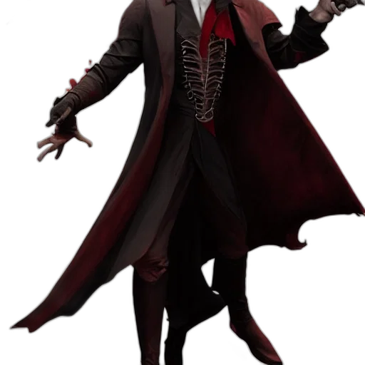 jacket, staff, concept art, 3d render, fantasy art, red, dark, picture transparent PNG cut-out