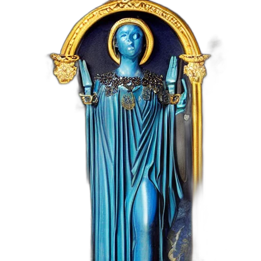 dress, staff, jewelry, crown, blue, euterpe, votive, offering transparent PNG cut-out