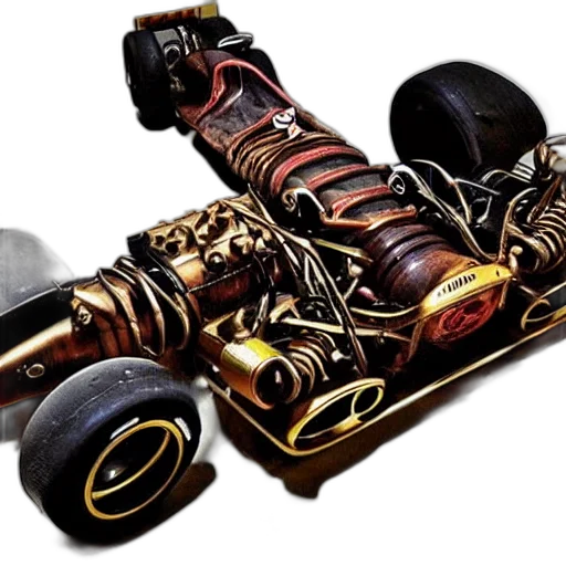 car, weapon, photorealistic, 3d render, concept art, steampunk, formula, one transparent PNG cut-out
