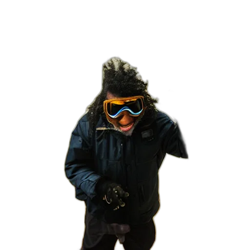 jacket, staff, mask, creature transparent PNG cut-out
