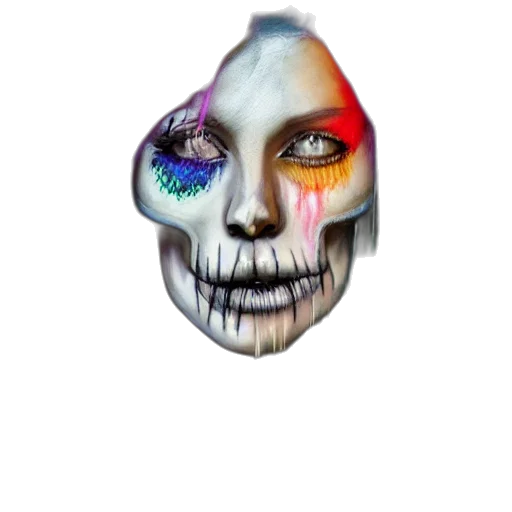 mask, face, jewelry, creature, vaporwave, watercolor, concept art, photorealistic transparent PNG cut-out