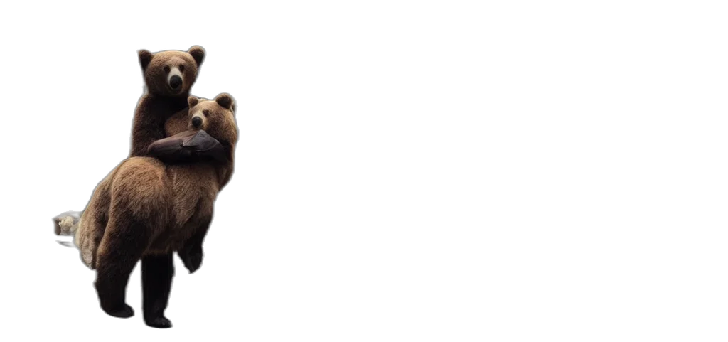 animal, creature, staff, photorealistic, 3d render, concept art, riding, bear transparent PNG cut-out