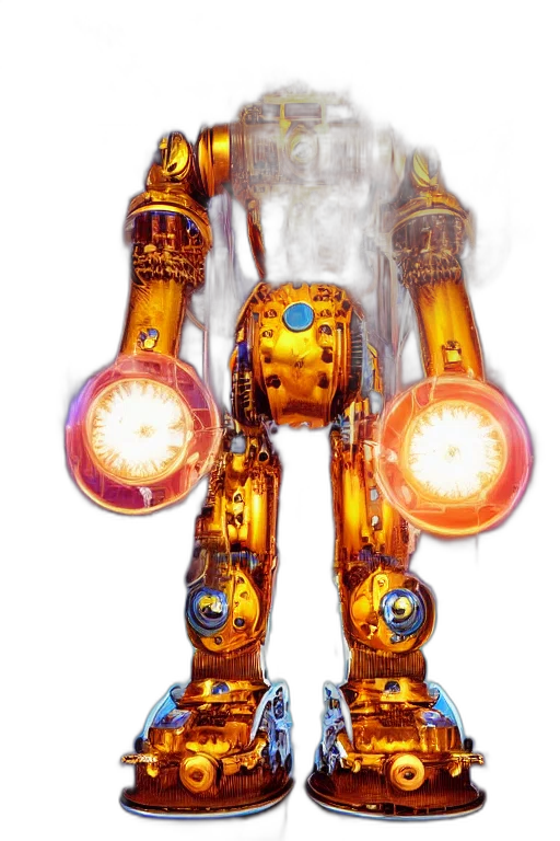 robot, weapon, staff, animal, concept art, 3d render, fantasy art, cyberpunk transparent PNG cut-out