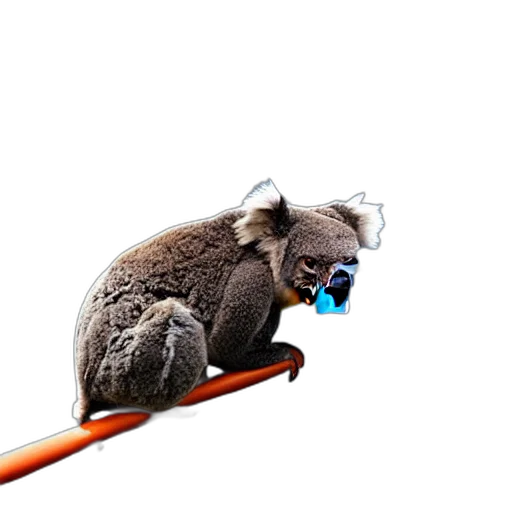 staff, animal, creature, robot, photorealistic, concept art, 3d render, koala transparent PNG cut-out
