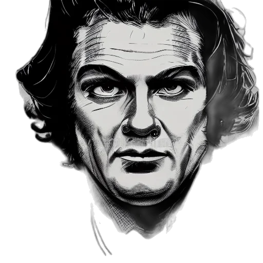 face, comic book art, photorealistic, pencil sketch transparent PNG cut-out