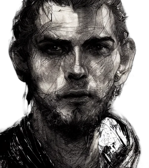 face, mask, staff, photorealistic, pencil sketch, comic book art, fantasy art, portrait transparent PNG cut-out
