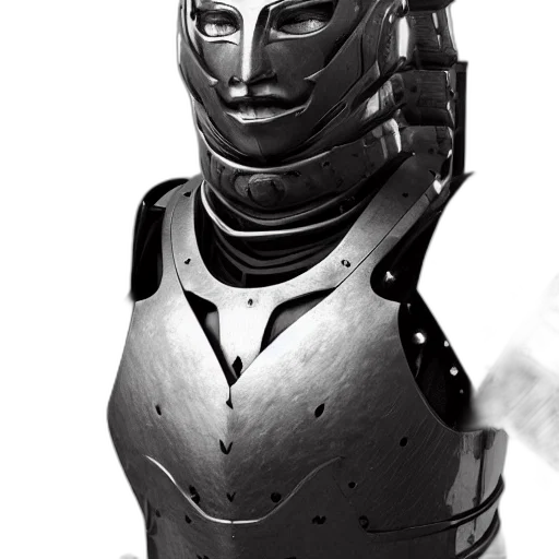 robot, mask, face, sword, 3d render, concept art, cyberpunk, fantasy art transparent PNG cut-out