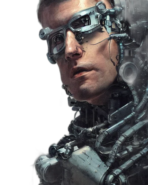 robot, face, cyberpunk, concept art, comic book art, 3d render, outer space, half transparent PNG cut-out