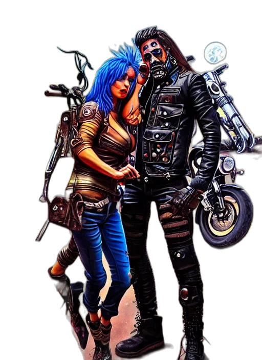 cyberpunk, comic book art, concept art, fantasy art transparent PNG cut-out
