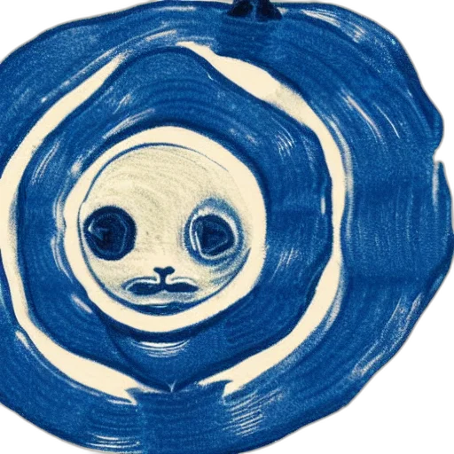 mask, face, robot, creature, concept art, watercolor, blue, white transparent PNG cut-out