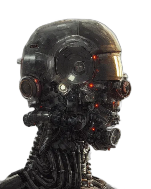 robot, mask, face, creature, cyberpunk, concept art, 3d render, photorealistic transparent PNG cut-out