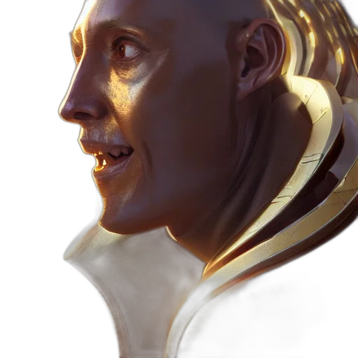 face, mask, staff, robot, concept art, 3d render, photorealistic, fantasy art transparent PNG cut-out
