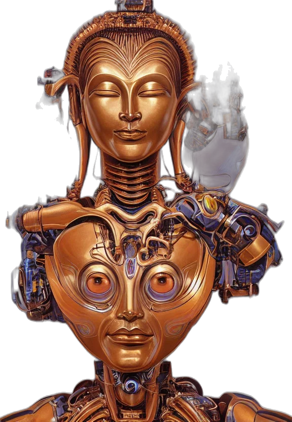 robot, jewelry, mask, face, concept art, fantasy art, cyberpunk, comic book art transparent PNG cut-out