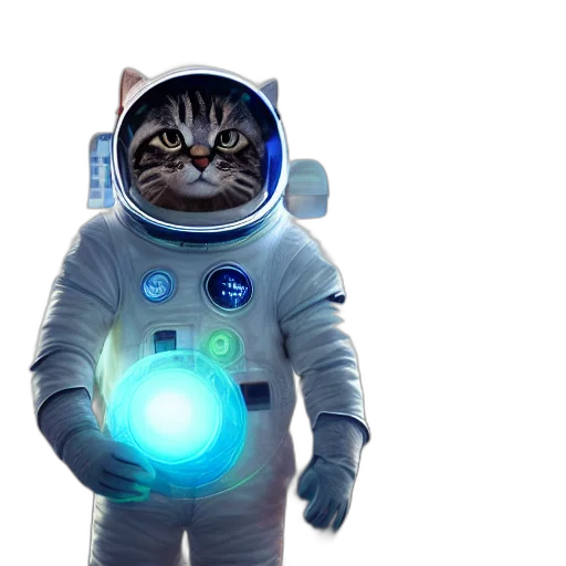 robot, animal, staff, creature, concept art, 3d render, outer space, photo transparent PNG cut-out