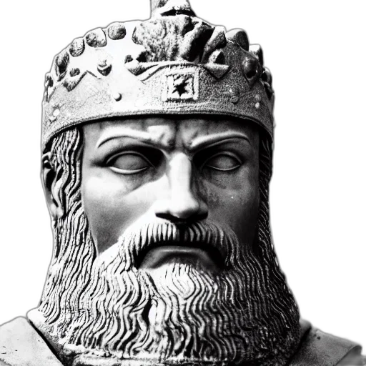 crown, face, sword, photorealistic transparent PNG cut-out