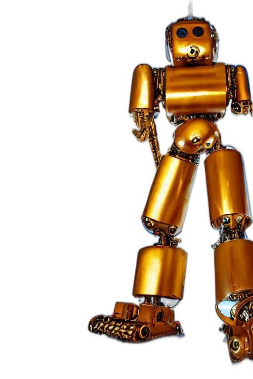 robot, 3d render, portrait, photo, giant, huge, golden, blue transparent PNG cut-out