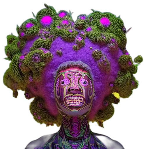 creature, face, hair, mask, 3d render, concept art, photorealistic, fantasy art transparent PNG cut-out
