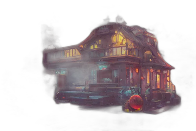 car, building, concept art, watercolor transparent PNG cut-out