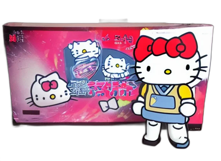 vaporwave, concept art, hello, kitty transparent PNG cut-out