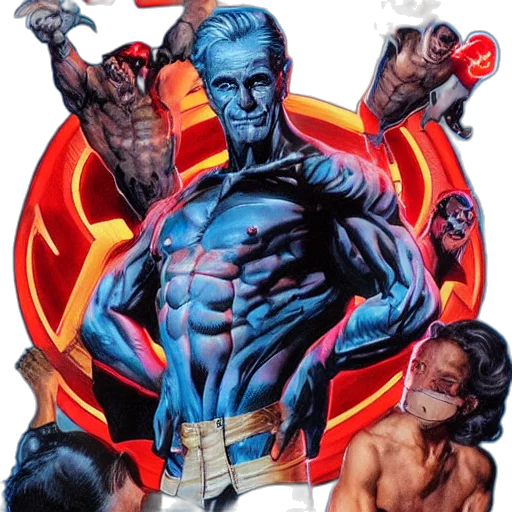 comic book art, concept art, supervillain, ripped transparent PNG cut-out