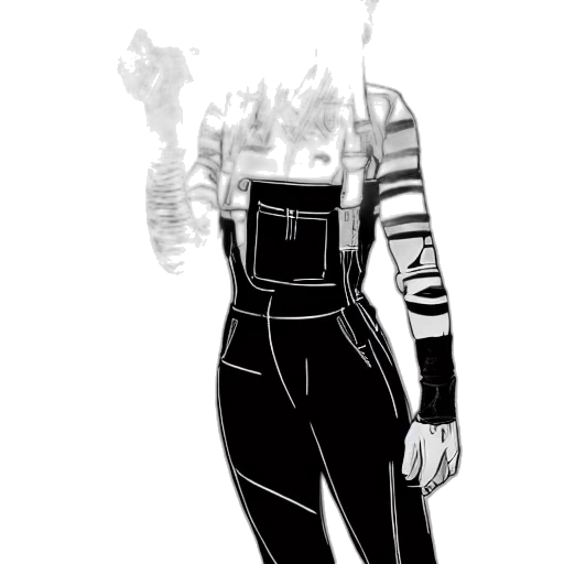 jacket, dress, mask, creature, concept art, comic book art, cartoon, cyberpunk transparent PNG cut-out