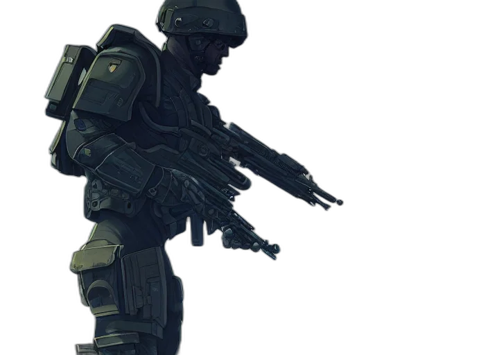 weapon, robot, concept art, 3d render, pixel art, photorealistic, green, armor transparent PNG cut-out