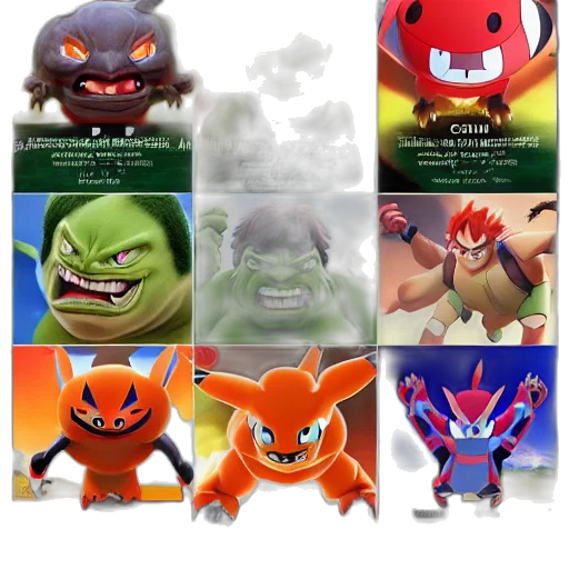 mask, concept art, 3d render, red, pokemons, style, hulk, hulkmons transparent PNG cut-out