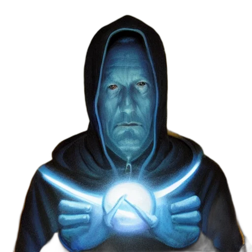 mask, face, jacket, staff, concept art, comic book art, fantasy art, pixel art transparent PNG cut-out