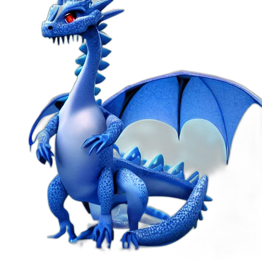 dragon, creature, animal, 3d render, concept art, fantasy art, photorealistic, blue transparent PNG cut-out