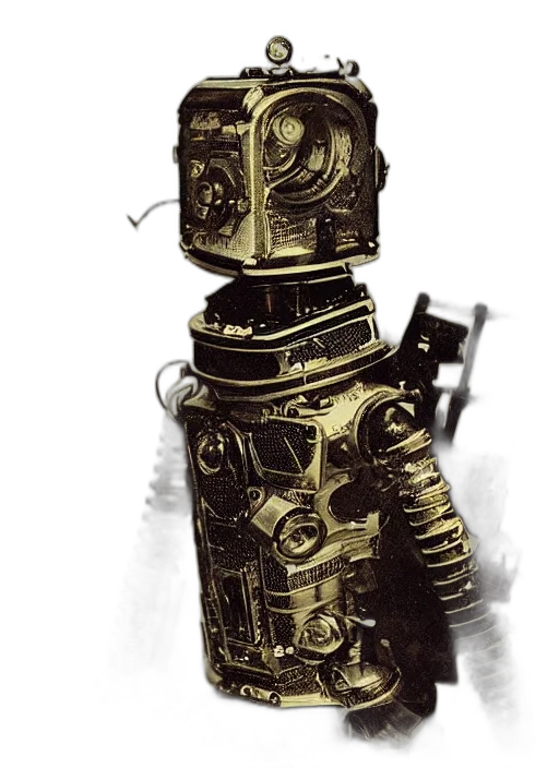 robot, staff, weapon, animal, concept art, comic book art, cyberpunk, 3d render transparent PNG cut-out